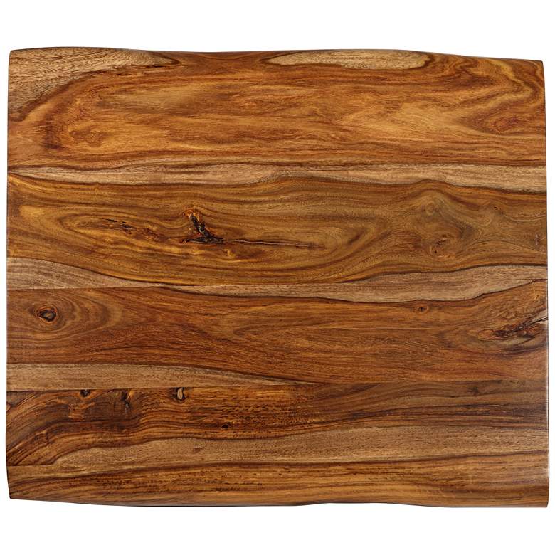 Image 5 Raw Edge Brownstone 28" Wide Chrome and Wood End Table more views