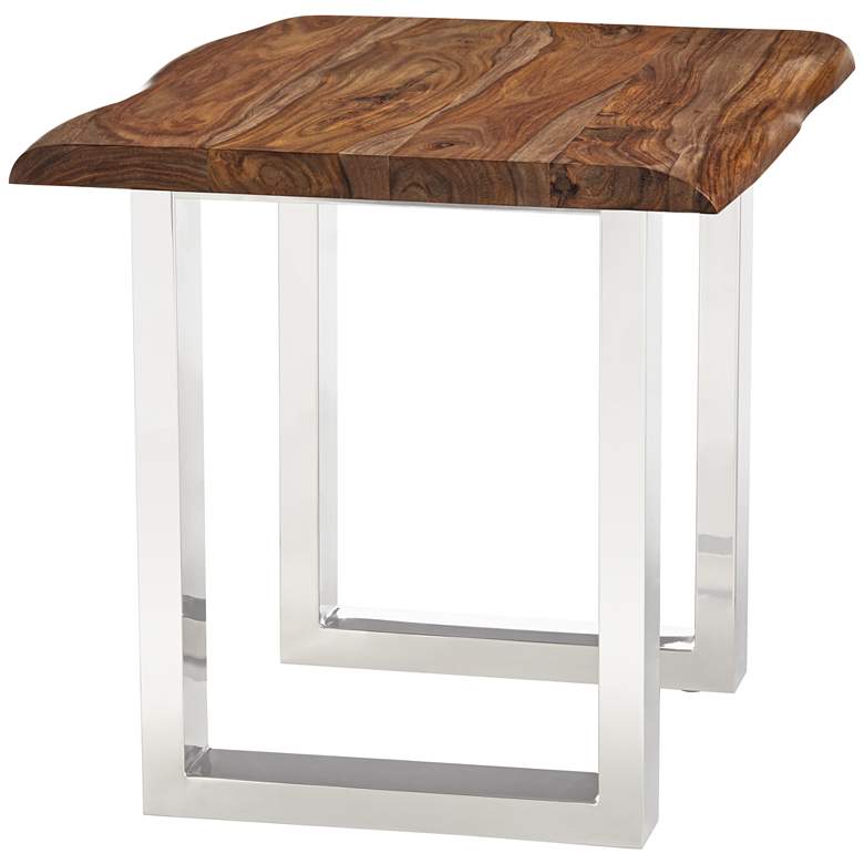Image 7 Raw Edge Brownstone 28" Wide Chrome and Wood End Table more views