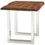 Raw Edge Brownstone 28" Wide Chrome and Wood End Table