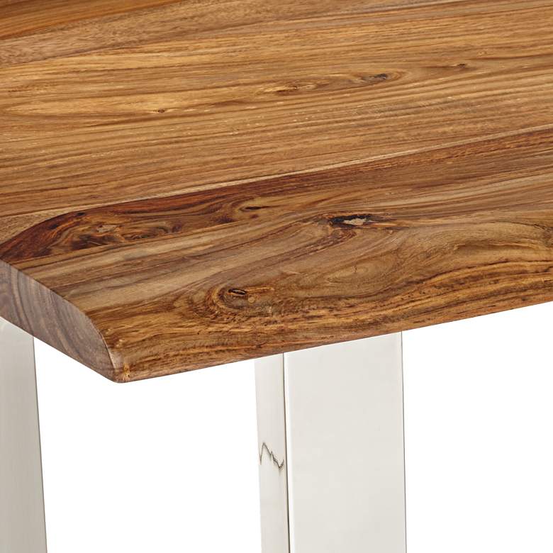 Image 4 Raw Edge Brownstone 54" Chrome and Wood Cocktail Table more views