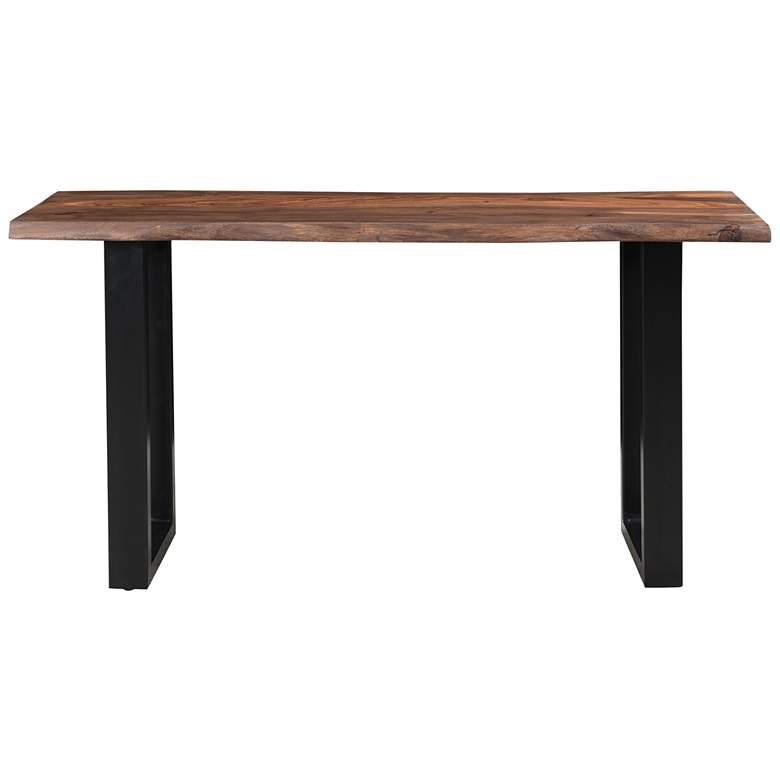 Image 5 Raw Edge Brownstone 58" Wide Black and Wood Console Table more views