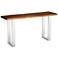 Raw Edge Brownstone 58" Wide Chrome and Wood Console Table