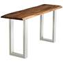 Raw Edge Brownstone 58" Wide Chrome and Wood Console Table in scene