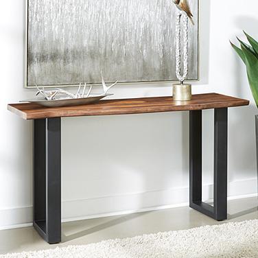 Raw Edge Brownstone 58" Wide Black and Wood Console Table