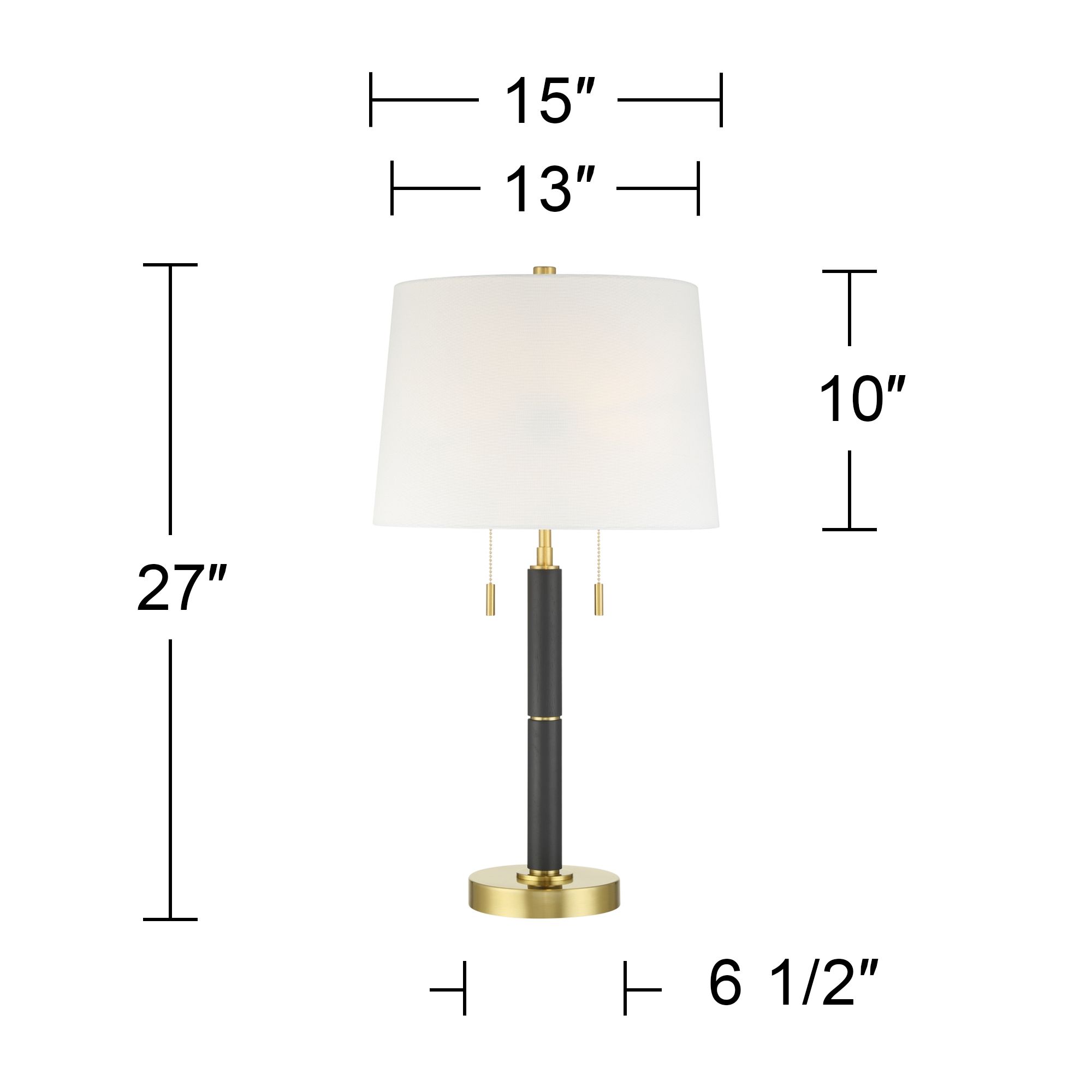 Rawdon 27" High Antique Brass and Black 2-Light Pull-Chain Table Lamp