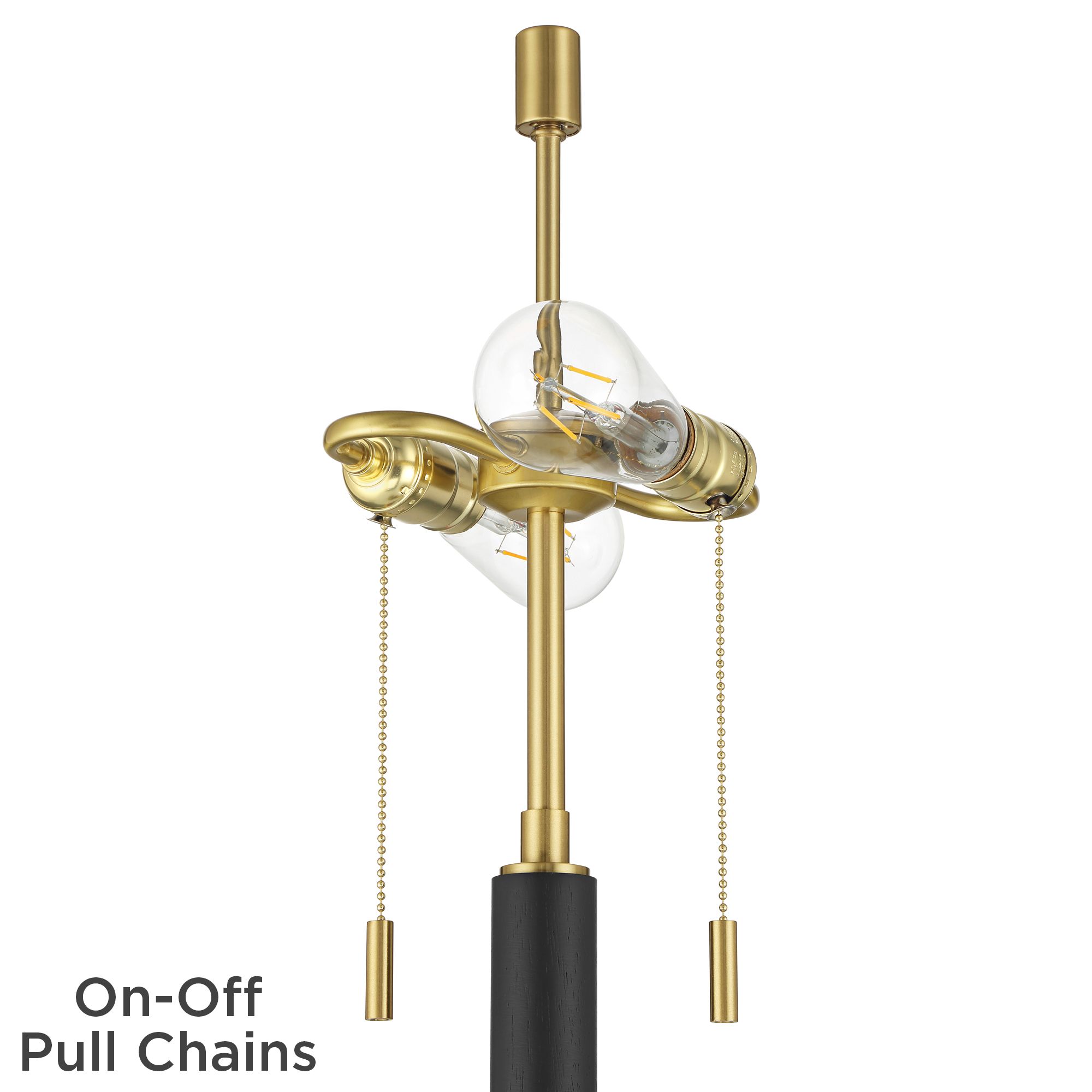 Image 4 Rawdon 27"H Brass Black 2-Light Pull-Chain Table Lamp Set with Dimmer more views