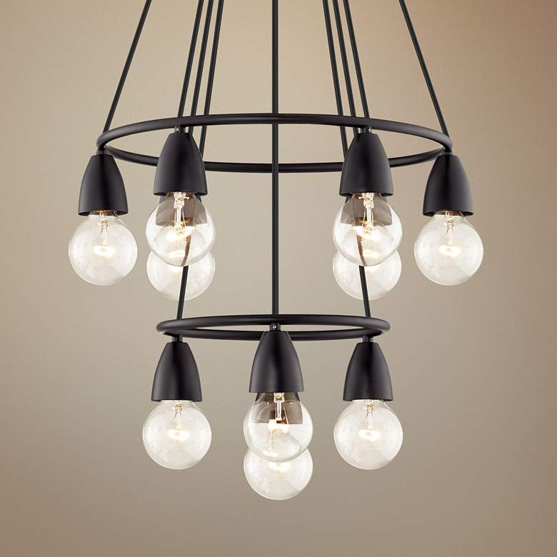Image 1 Rawlings 17" Wide Black 10-Light Clear Globe Chandelier