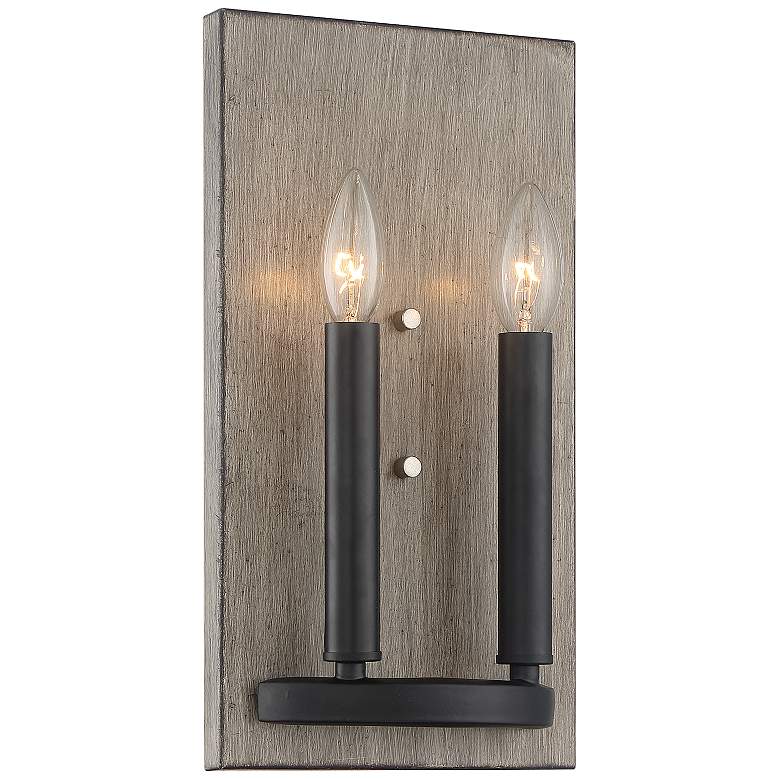 Image 1 Rawson Ridge 7 1/2 inch Wide Aged Silverwood and Coal Wall Light