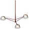 Ray 35.75"W 3-Light Oxide Red Frame Round Chandelier w/ Smoked Etched