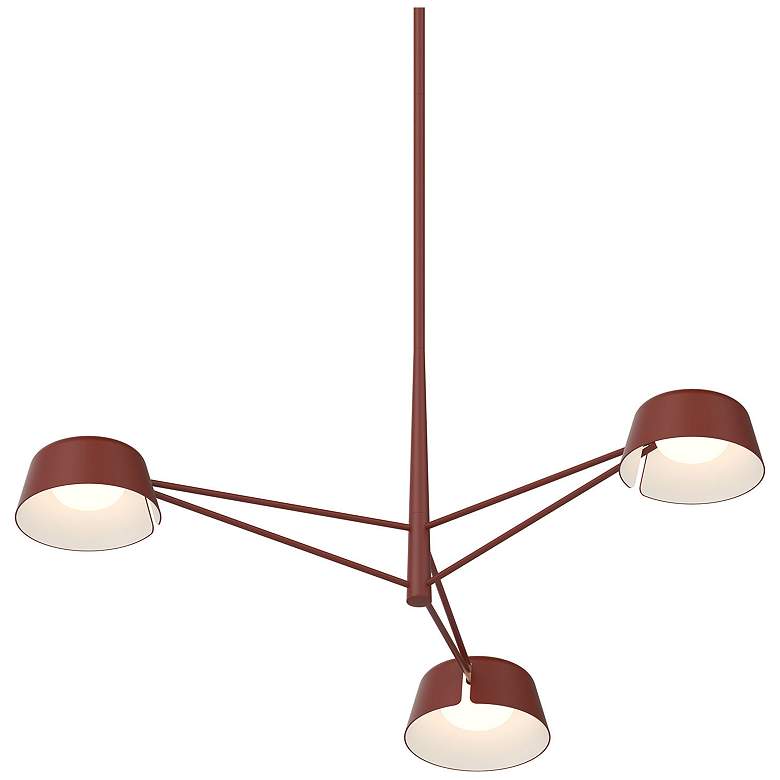 Image 1 Ray 35.75"W 3-Light Oxide Red Frame Round Chandelier With Oxide Red Sh