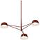 Ray 35.75"W 3-Light Oxide Red Frame Round Chandelier With Oxide Red Sh