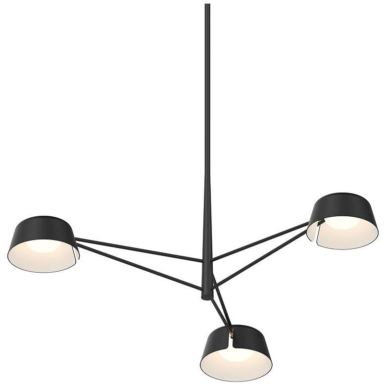 Image 1 Ray 35.75"W 3-Light Satin Black Frame Round Chandelier w/ Satin Black