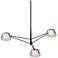 Ray 35.75"W 3-Light Satin Black Round Chandelier w/ Smoked Etched Shad