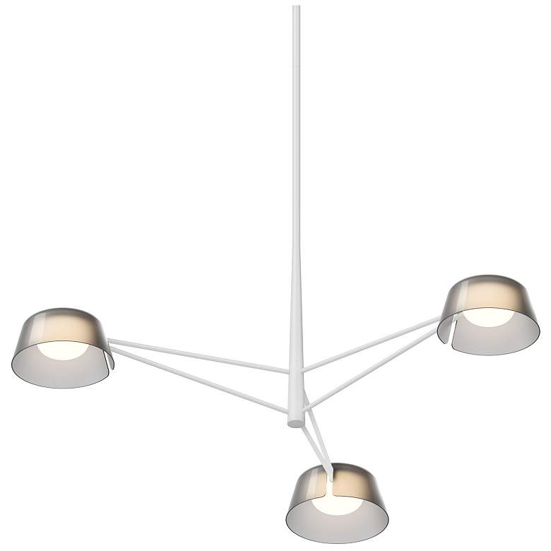 Image 1 Ray 35.75"W 3-Light Warm Gray Frame Round Chandelier w/ Smoked Etched