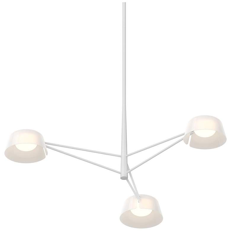 Image 1 Ray 35.75"W 3-Light Warm Gray Frame Round Chandelier With Opal White S