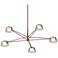 Ray 45.25"W 5-Light Oxide Red Frame Round Chandelier w/ Smoked Etched