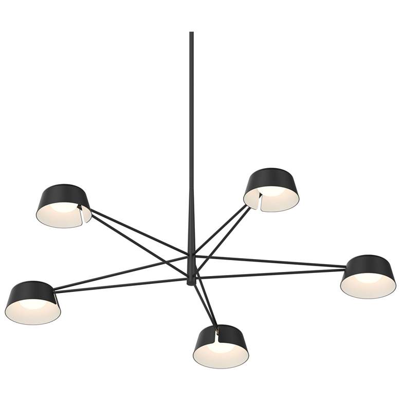 Image 1 Ray 45.25"W 5-Light Satin Black Frame Round Chandelier w/ Satin Black