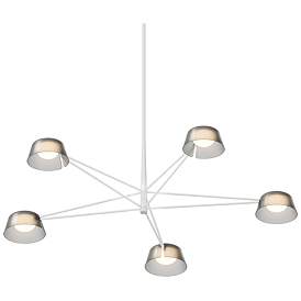 Image1 of Ray 45.25"W 5-Light Warm Gray Frame Round Chandelier w/ Smoked Etched