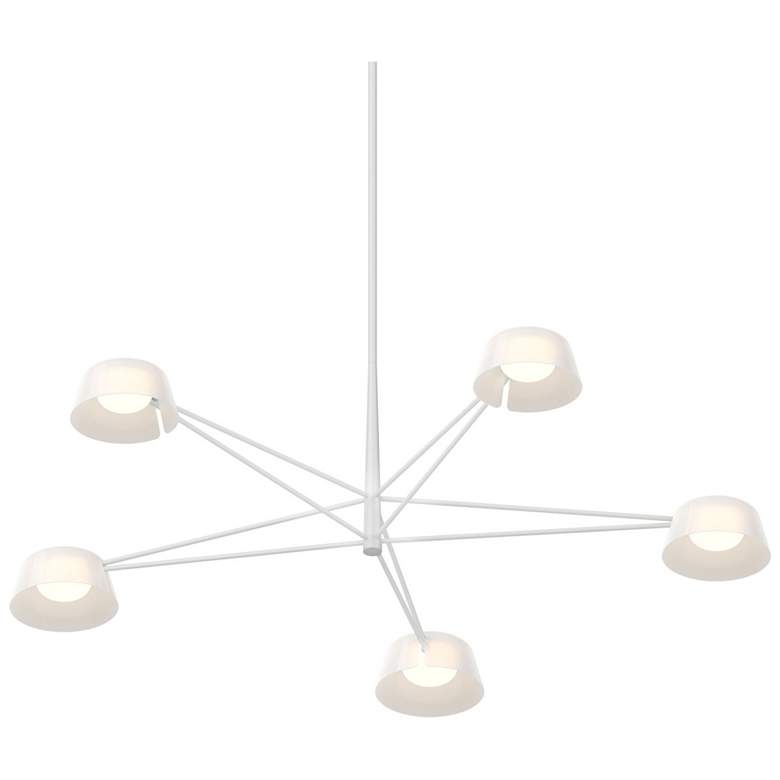 Image 1 Ray 45.25"W 5-Light Warm Gray Frame Round Chandelier With Opal White S
