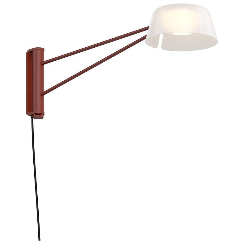 Image 1 Ray 6" High Oxide Red Frame Short Wall Lamp With Opal White Shade