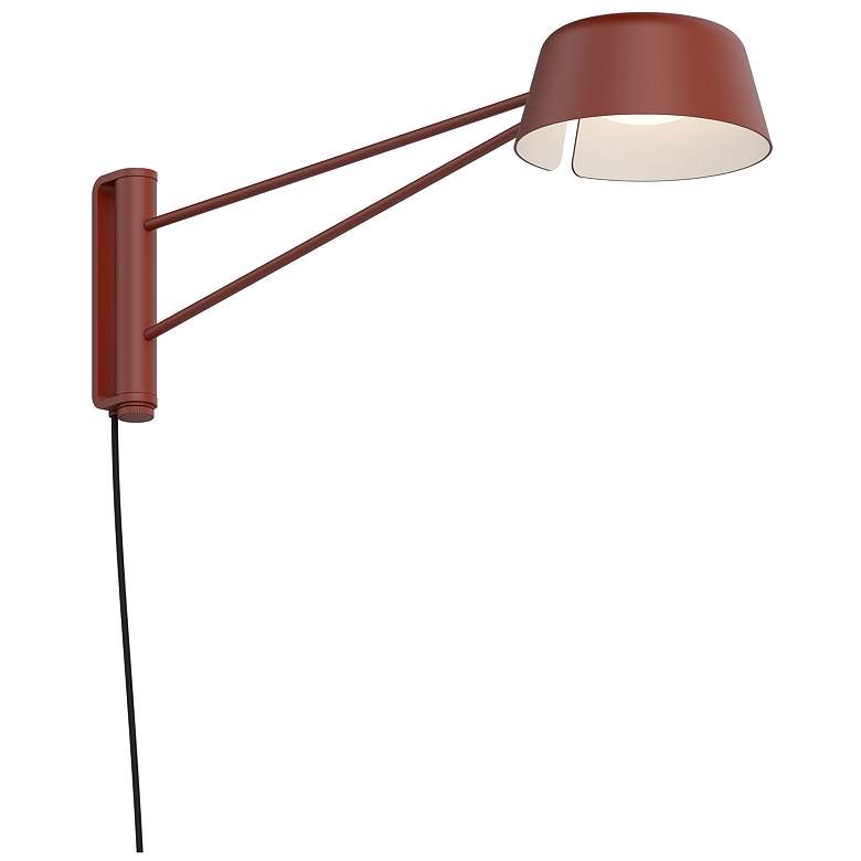 Image 1 Ray 6" High Oxide Red Frame Short Wall Lamp With Oxide Red Shade