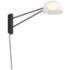 Ray 6" High Satin Black Frame Short Wall Lamp With Opal White Shade