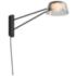 Ray 6" High Satin Black Frame Short Wall Lamp With Smoked Etched Shade