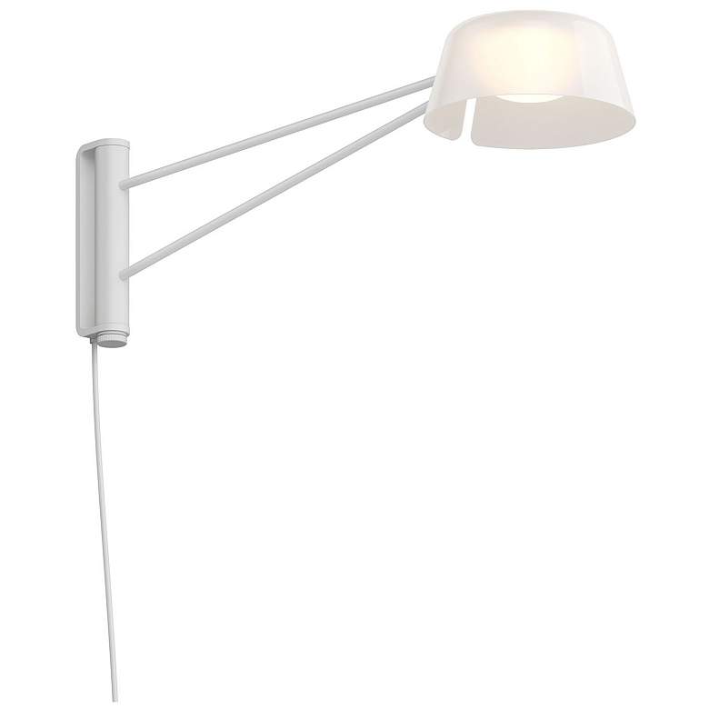 Image 1 Ray 6" High Warm Gray Frame Short Wall Lamp With Opal White Shade