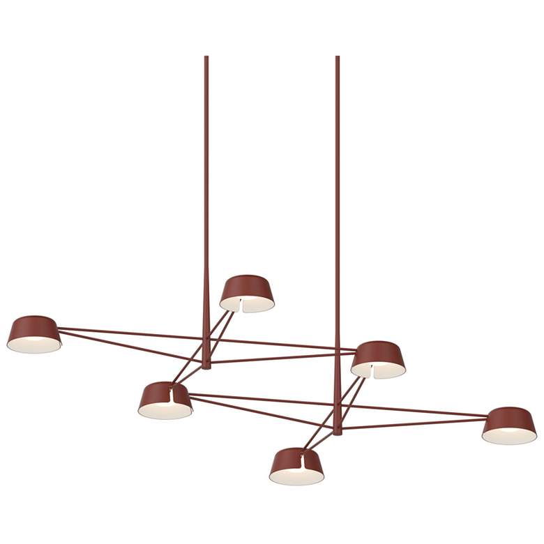Image 1 Ray 67.75"W 6-Light Oxide Red Frame Rectangle Chandelier w/ Oxide Red