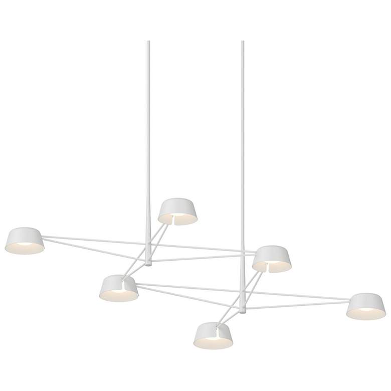 Image 1 Ray 67.75"W 6-Light Warm Gray Frame Rectangle Chandelier w/ Warm Gray