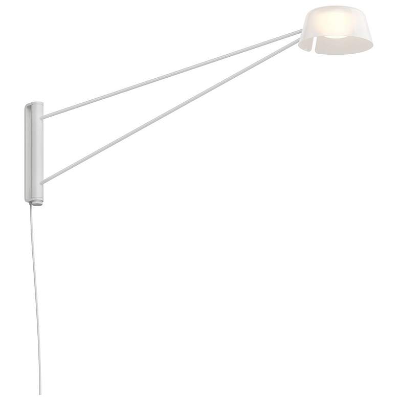 Image 1 Ray 8.5" High Warm Gray Frame Long Wall Lamp With Opal White Shade