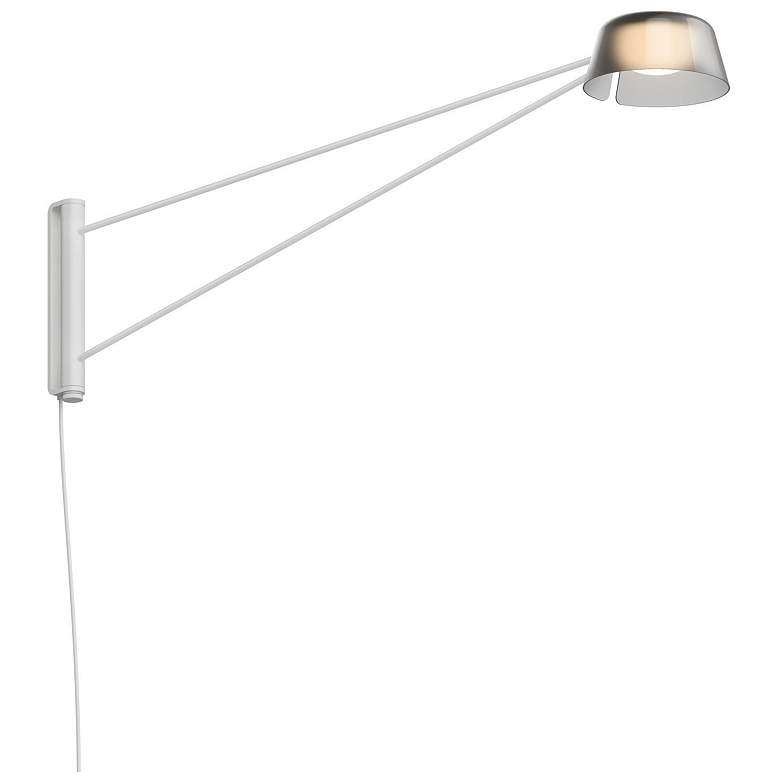 Image 1 Ray 8.5" High Warm Gray Frame Long Wall Lamp With Smoked Etched Shade