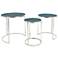 Ray Black on Blue Shagreen Leather Nesting Tables Set of 3