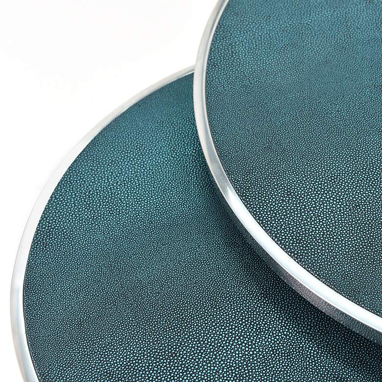 Image 3 Ray Black on Blue Shagreen Leather Nesting Tables Set of 3 more views