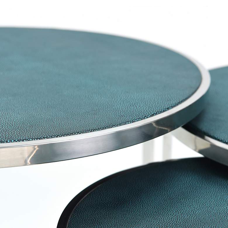 Image 4 Ray Black on Blue Shagreen Leather Nesting Tables Set of 3 more views