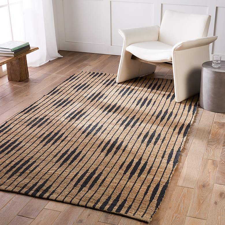 Image 1 Raya Atolia RAY01 5&#39;x8&#39; Natural Navy Rectangular Area Rug