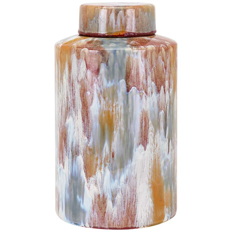 Image 1 Raya Multi-Color 18 1/4 inch High Ceramic Lidded Jar