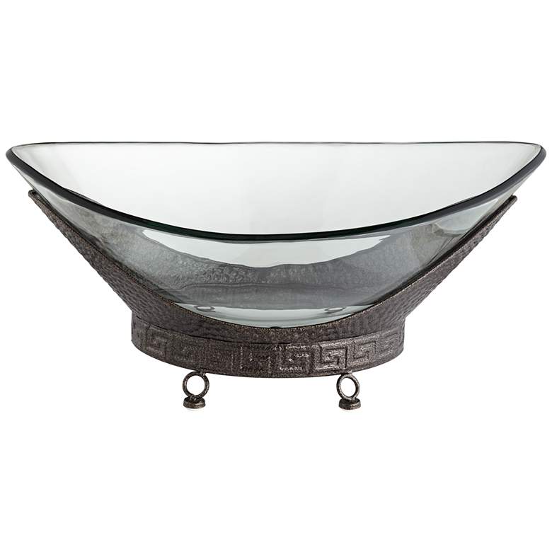 Image 2 RAYDEN 23 1/4" Wide Decorative Glass Bowl with Bronze Base