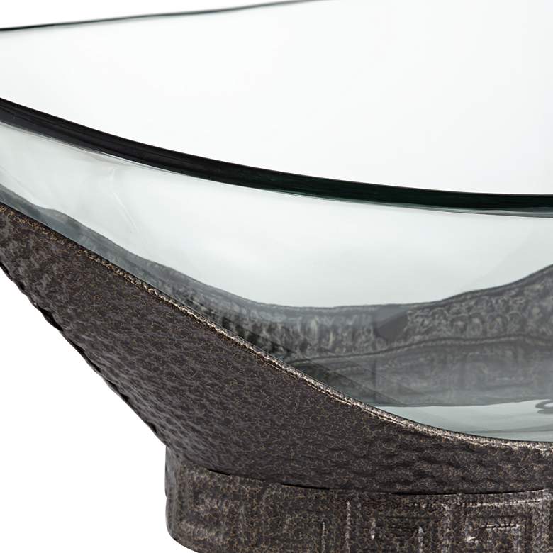 Image 3 RAYDEN 23 1/4" Wide Decorative Glass Bowl with Bronze Base more views