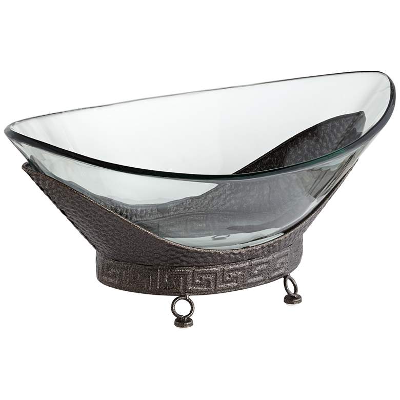Image 5 RAYDEN 23 1/4" Wide Decorative Glass Bowl with Bronze Base more views