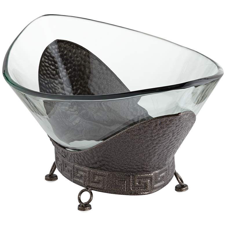 Image 6 RAYDEN 23 1/4" Wide Decorative Glass Bowl with Bronze Base more views