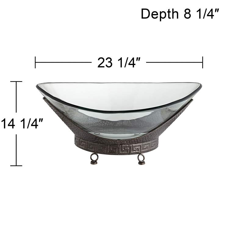 Image 7 RAYDEN 23 1/4" Wide Decorative Glass Bowl with Bronze Base more views