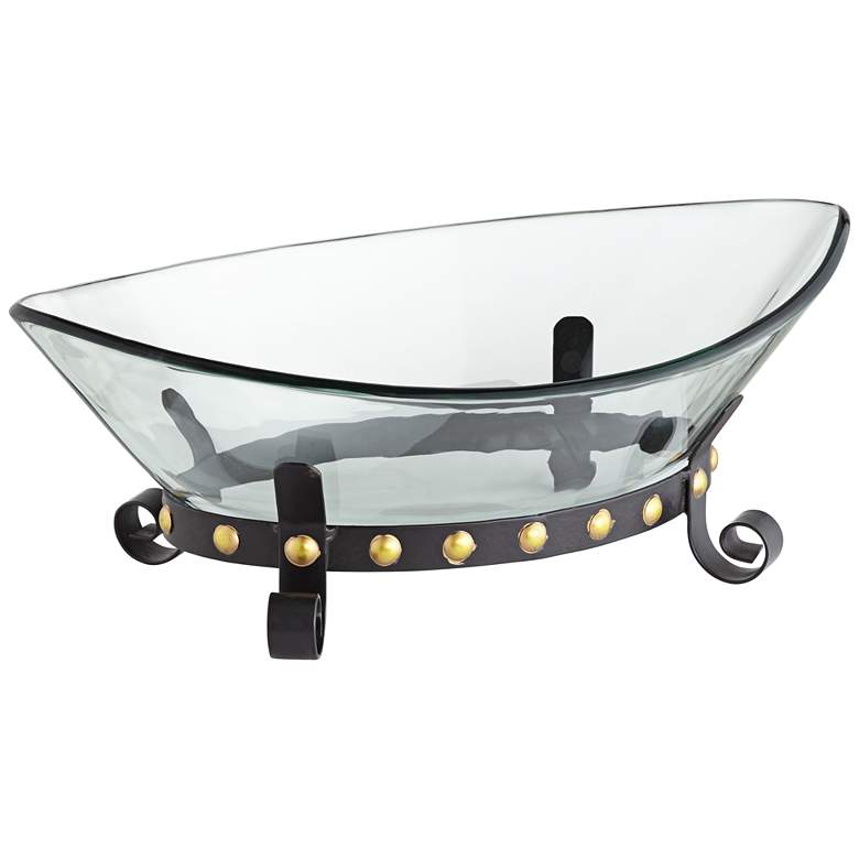 Image 5 Rayden 23 1/4" Wide Decorative Glass Bowl with Studded Base more views
