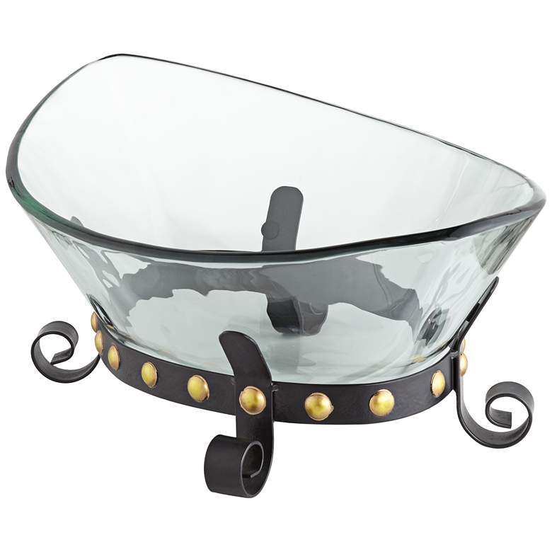 Image 6 Rayden 23 1/4" Wide Decorative Glass Bowl with Studded Base more views