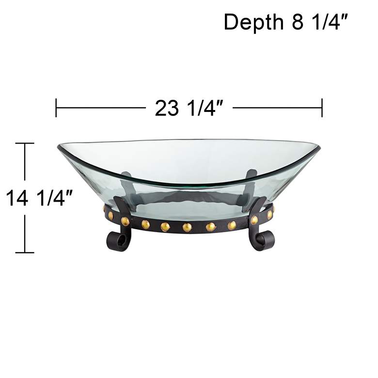 Image 7 Rayden 23 1/4 inch Wide Decorative Glass Bowl with Studded Base more views