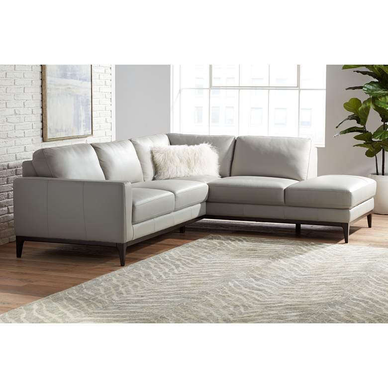 Image 1 Raylen Gray Leather 2-Piece Modular Sectional