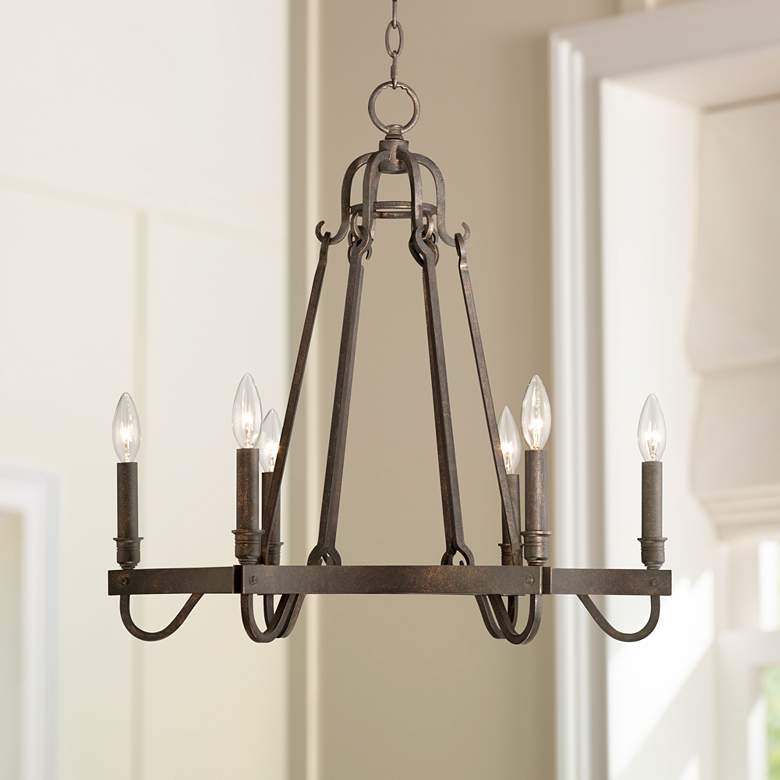 Image 1 Raymore 23 1/2 inch Wide Rustic Bronze 6-Light Chandelier