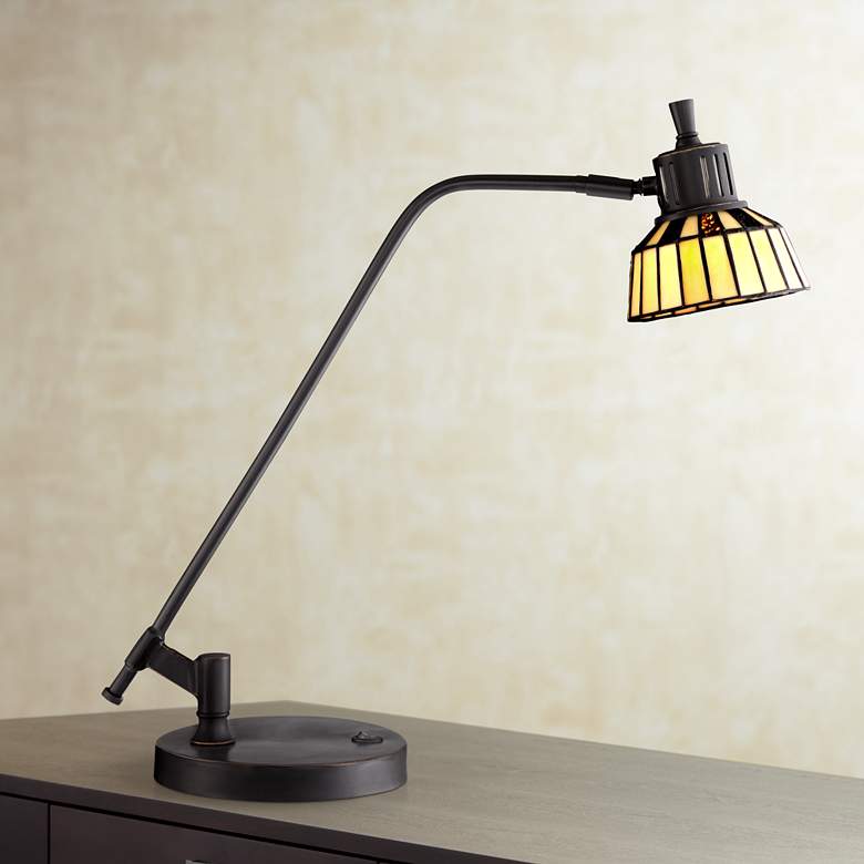 Image 1 Rayna II Tiffany Style Art Glass LED Pharmacy Desk Lamp