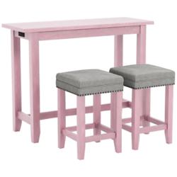 Raynea 48&quot; Wide x 36&quot; HIgh Pink and Gray USB Table Set