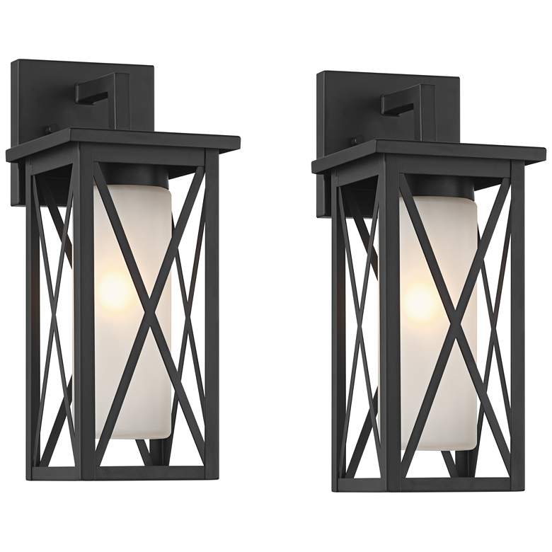 Image 2 Raynor 15" High Black Outdoor Wall Light Set of 2